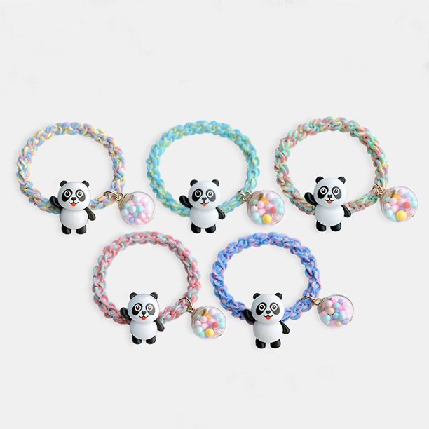Gomas para el cabello Panda YONGSHENG Scrunchie con bola transparente multicolor 5 piezas