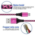 thumbnail image 4 of Micro Cable,Micro USB Cable,6ft 3 Pack AILKIN Android Charging Cable Nylon Braided High Speed Fast Charging Cord USB Charger Android Micro Cables 6ft Charge&Sync for Samsung Galaxy,Purple, 4 of 5