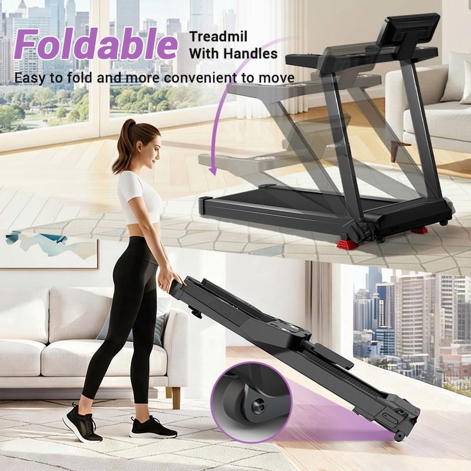 LEZEE 20% Maunal Incline Treadmill, Foldable Home Treadmill with Quiet 3.5 HP Motor, 400LBS Capacity