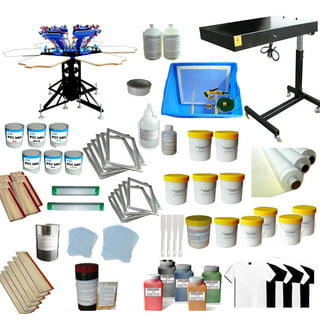 TECHTONGDA 3 Color 4 Station Color T-shirt Screen Printing kit Full  Material Starter Kit Flash Dryer DIY Rotary Screen Printing Press 