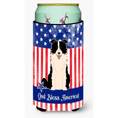 

Carolines Treasures BB3113TBC Patriotic USA Border Collie Black White Tall Boy Beverage Insulator Hugger Tall Boy