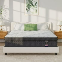 6V-Sermmoo 14 inch Queen Size Mattress Hybrid Mattress in a Box with Memory Foam and Pocket Springs, Medium Adults