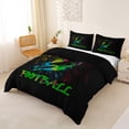 thumbnail image 3 of Castle Fairy Football Gamer Duvet Cover Queen, Graffiti Splash Queen Bedding, Black Green Red,Black Reversible,3-Piece,1 Duvet Cover and 2 Pillowcases, 3 of 6