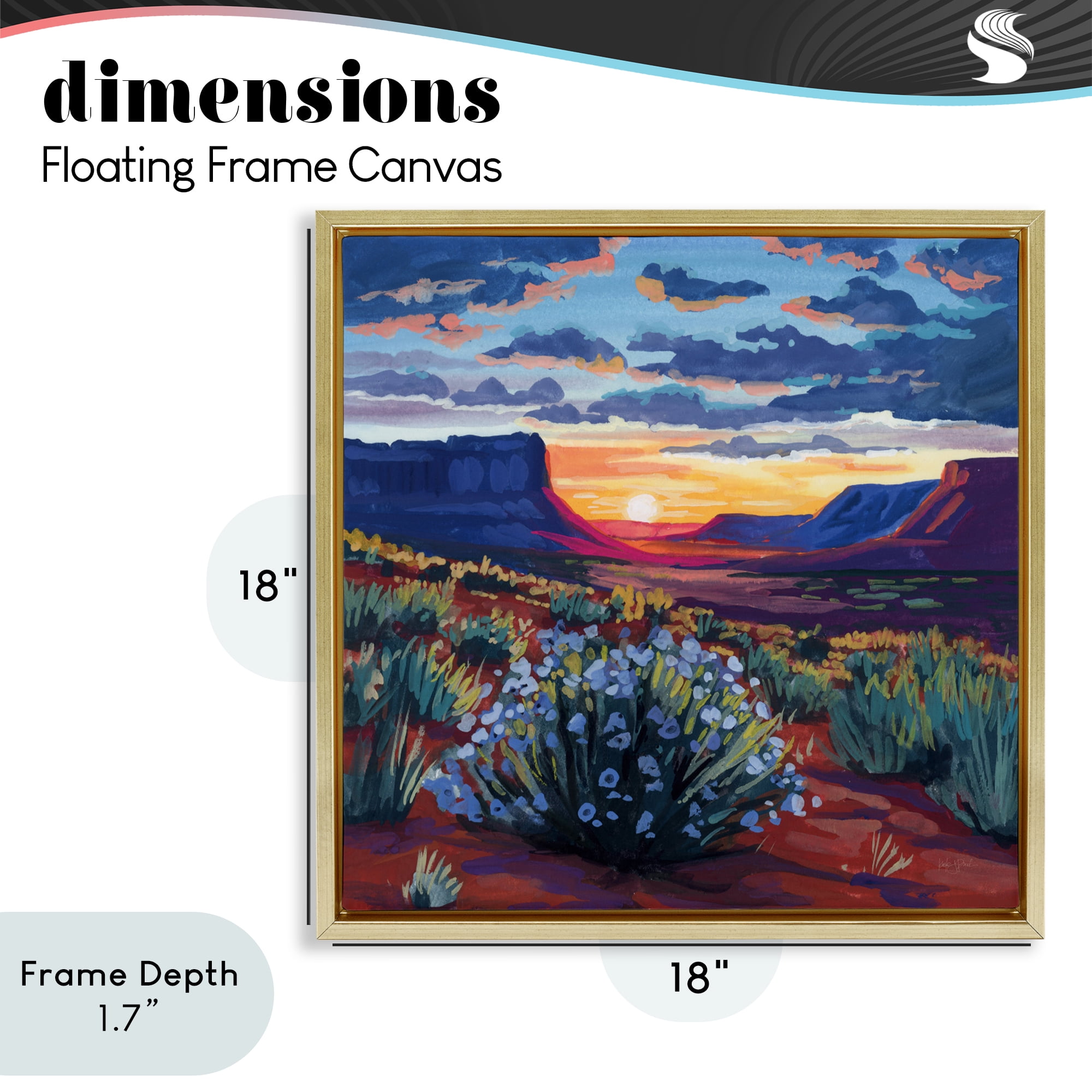 Stupell Industries Desert Sunset on Blooming Bush Gold Framed Floater Canvas Wall Art, design by Kate Jarvik Birch