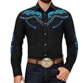 thumbnail image 6 of BUWTTED Western Shirts for Men Embroidered Long Sleeve Button Down Regular Work Dress Spring Fall Cowboy Black2 Shirts S-XXXL, 6 of 6
