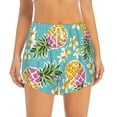 thumbnail image 2 of Rateoe Cute Pineapples Printed 2 in 1 Women's Workout Shorts for Athletic Gym Running Shorts with Phone Pockets-Large, 2 of 7