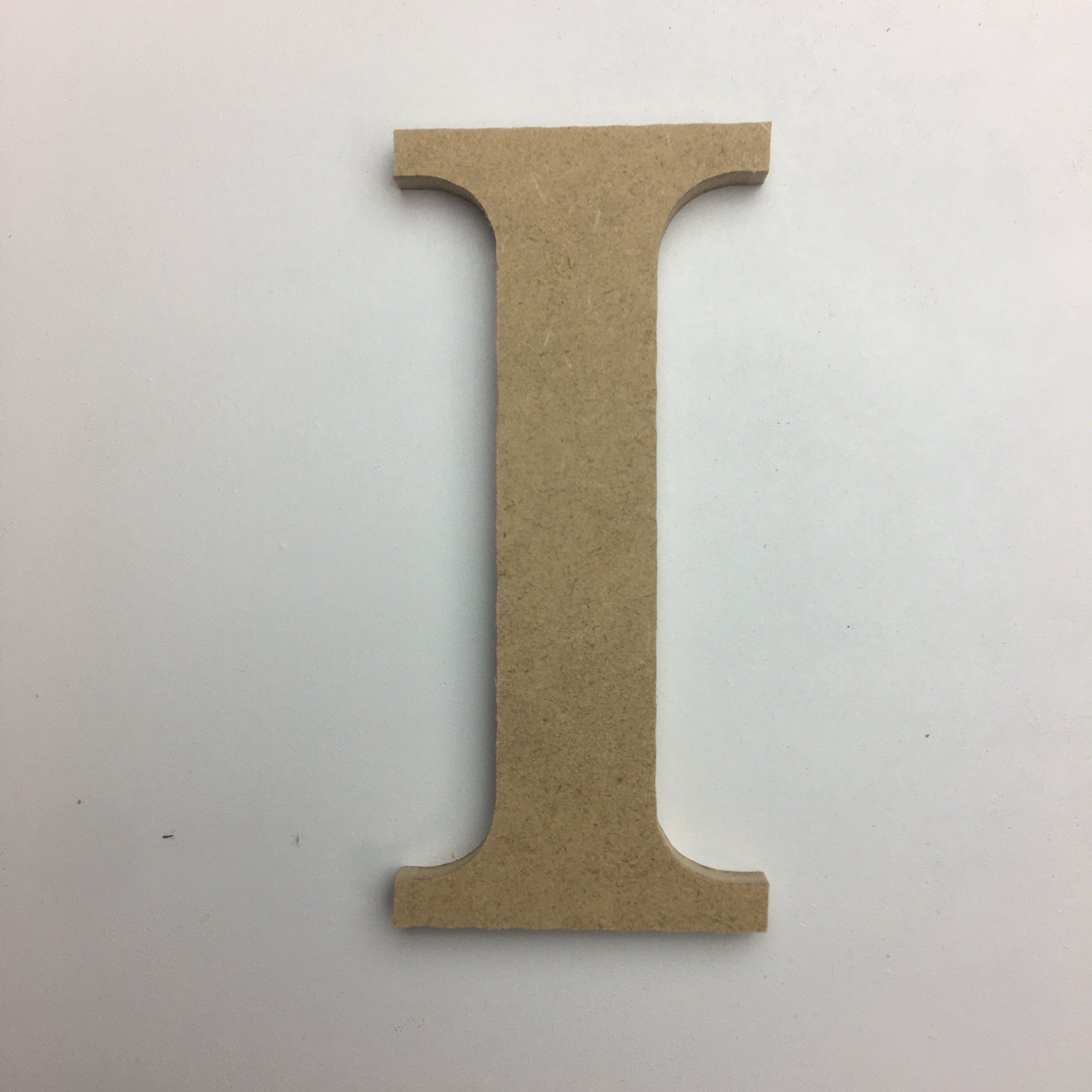 Wood Craft Letter 4" Tall I, Unfinished Wooden Wall Letter, Times Font, BuildACross