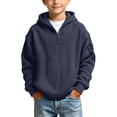 thumbnail image 2 of WAVSUF Boys Hoodie Loose Fit Long Sleeve Half Zip Winter Casual Sweatshirts Navy 13, 2 of 10