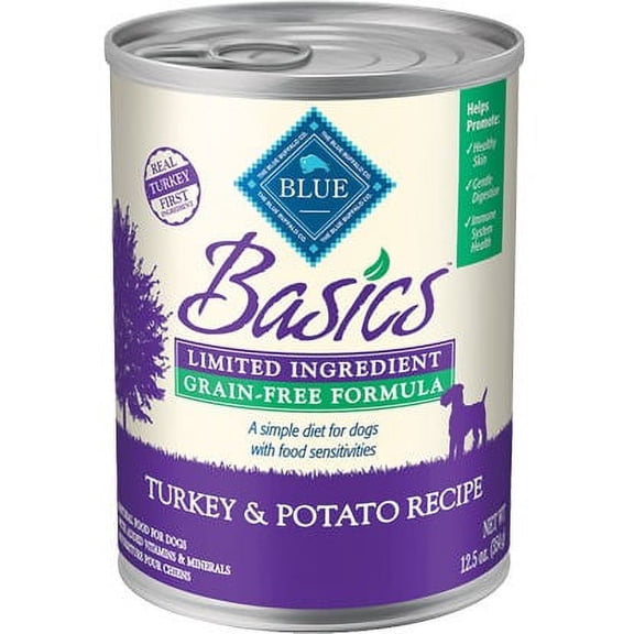 Blue Buffalo Basics Grain Free Adult Wet Dog Food, Skin & Stomach Care, Turkey, 12.5oz Can