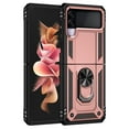 thumbnail image 2 of Compatible with Samsung Galaxy Z Flip 3 Case Built-in 360 Ring Holder Kickstand, Extreme Protection Military Armor Magnetic Car Dual Layer Protective Heavy Duty Phone Cover,Rosegold, 2 of 8