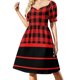 thumbnail image 1 of Vestido de manga corta a cuadros y rayas de búfalo rojo y negro para mujer vestidos de cumpleaños para mujer, 1 of 6