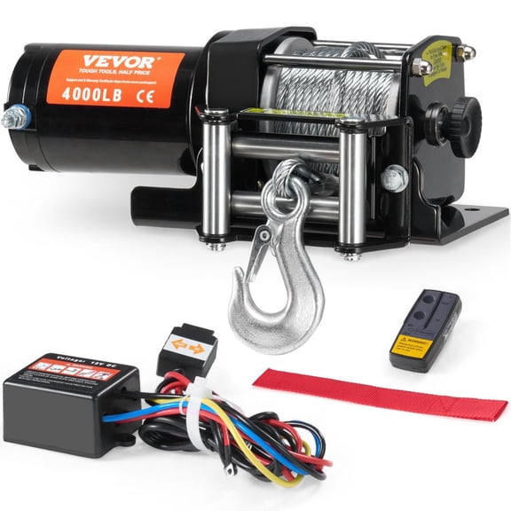 Electric Winch ATV UTV 4000 lb Steel Cable IP55 Waterproof Remote Control