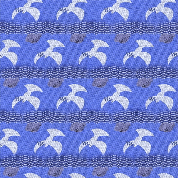 Ahgly Company Machine Washable Indoor Square Transitional Denim Blue Area Rugs, 4' Square