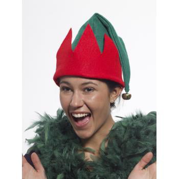 Forum Holiday Christmas Elf Felt Costume Hat w Bell, Green Red, One-Size