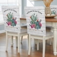 thumbnail image 2 of Welcome to Our Home Chair Covers Set of 8 Summer Cactus Succulents Arrow Wood Grain Chair Back Covers Stretch Removable Washable Slipcovers Protector for Dining Room Kitchen Party Decor, 2 of 9