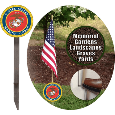 U.S. Marine Corps Flag Holder Grave Marker with 8x12 American Flag