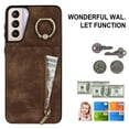 thumbnail image 2 of Nalacover for Samsung S21, Wallet with RFID Credit Card Holder and Zipper Pocket,Drop Protection Flip Cover Ring Holder Kickstand with Double Magnetic Clasp for Samsung Galaxy S21, Brown, 2 of 10