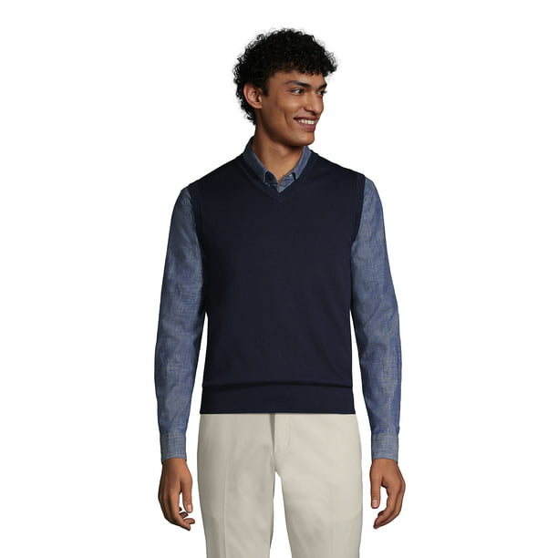 Lands' End Men's Tall Fine Gauge Supima Cotton Sweater Vest - Walmart.com