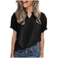 thumbnail image 4 of Womens Tops Under $10 Women's Casual V Neck T-Shirts Short Sleeve Waffle Knit Shirts Loose Summer Tunic Tops Blouse Trendy Clothes 2025, 4 of 9