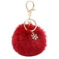 thumbnail image 1 of Snowflake Fluffy Pompom Ball Key Chain Ring Holder Car Bag Ornament Keychain, 1 of 8