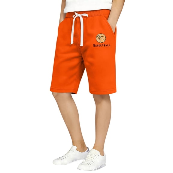 YUSIM Toddler Boys Active Shorts with Pockets- Baggy Quick Dry Cotton Elastic Waist Basketball Shorts Orange Size 2-6 T