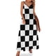 thumbnail image 1 of Vestido sin mangas de cuadros en blanco y negro, vestido de fiesta 2024, vestido de playa de verano para mujer 2024, vestido de noche, 1 of 7
