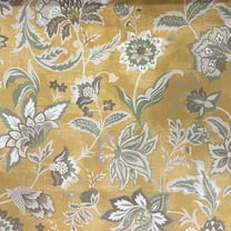Decora Furnishings Vintage Floral Design Digitally Printed Velvet Finish Fabric for Upholstery, Window Treatments, Craft - Width 54 inches - Fabric by The Yard (Yellow)