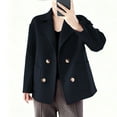 thumbnail image 3 of HTNBO Womens Fall Winter Casual Business Wool Blend Coat Loose Double Breasted Dressy Blazer Pea Coat, 3 of 7