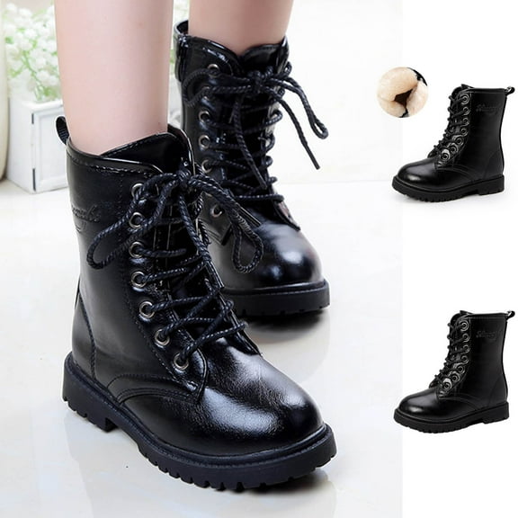 MuXiKeJi Boys Girls Waterproof Combat Boots Lace Up Side Zipper Ankle Booties for Toddler/Little Kid/Big Kid