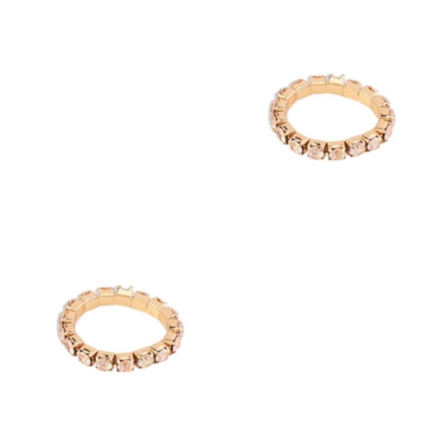 relayinert Mesmerizing Elastic Ring Exquisite Crystal Inlays For Captivating Appearance golden 1 row 2Set
