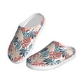 thumbnail image 2 of Daiia Tropical Leaves Print Women’s Fuzzy Slippers Memory Foam Lightweight House Shoes Cozy Loafer Flannel House Shoes-35/36, 2 of 7