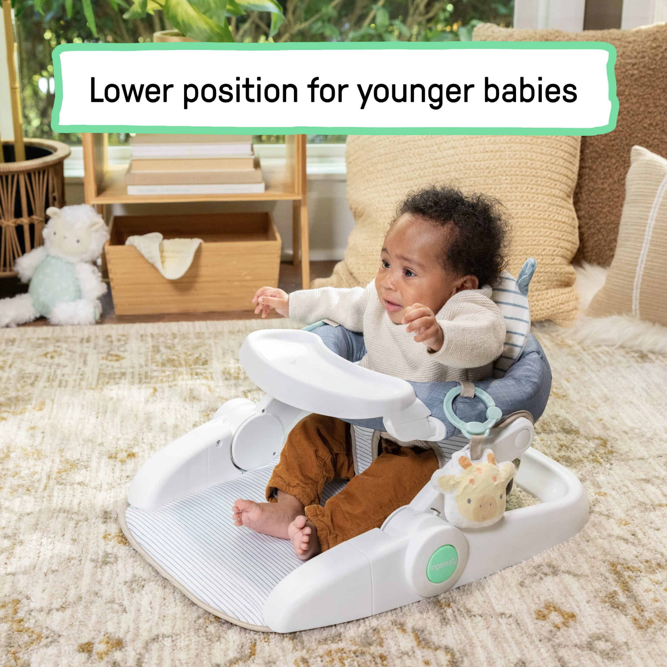 Ingenuity Prop Spot Learn-to-Sit Floor Seat Casi, Blue, Unisex, Ages 4-12 Months