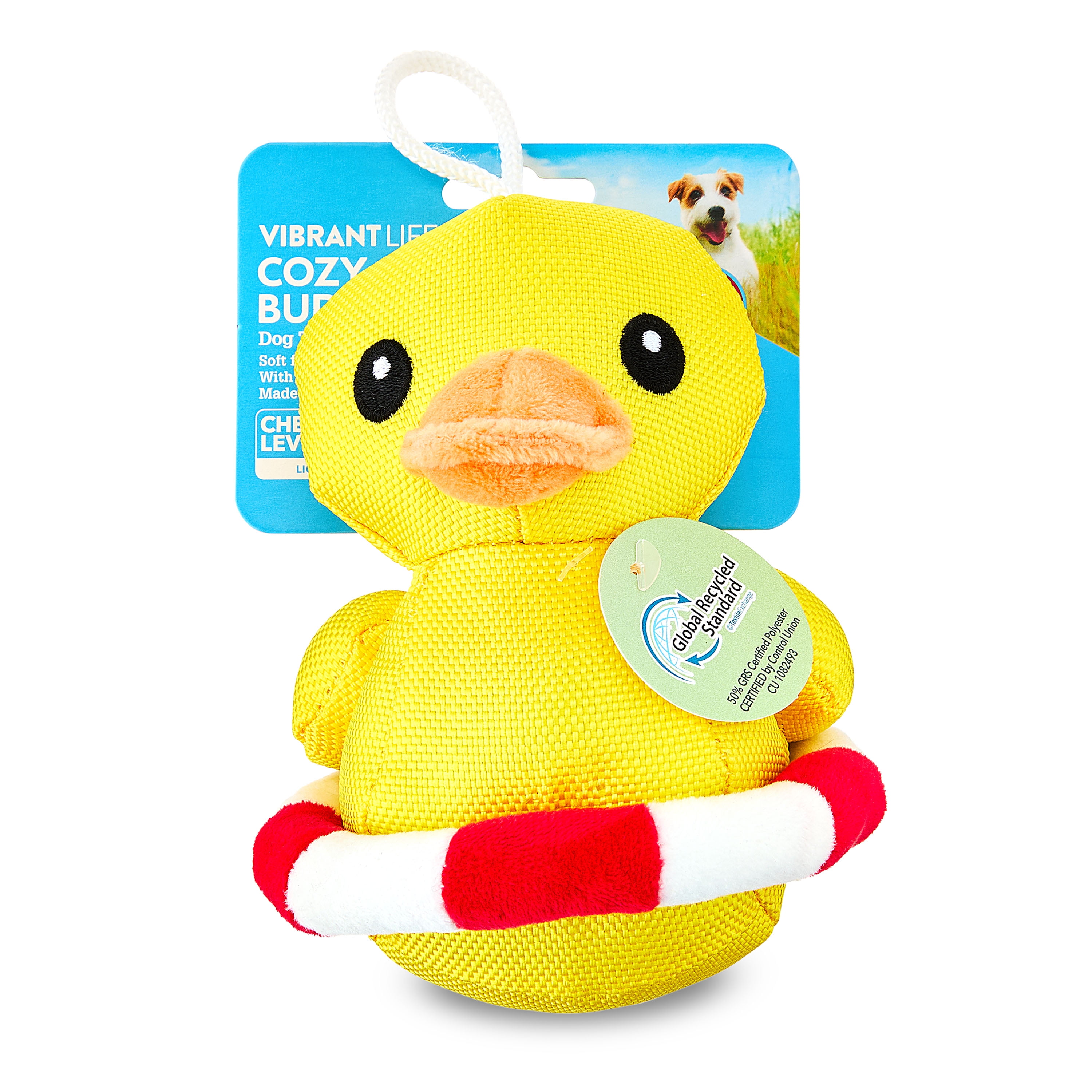 Vibrant Life Cozy Buddy Squeaky Plush Dog Toy, Yellow Duck w
