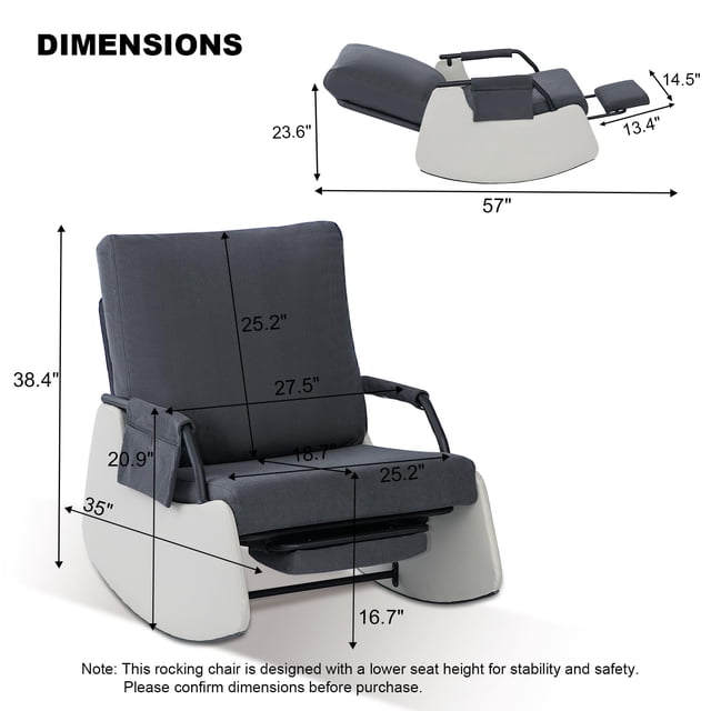 AKDSteel Fauteuil Berçant Inclinable en Velours Côtelé Doux pour Adultes, Dossier Haut et Repose-Pieds Réglables, Cadre en Acier Robuste, Poche Latérale, Accent Moderne pour Salon et Chambre