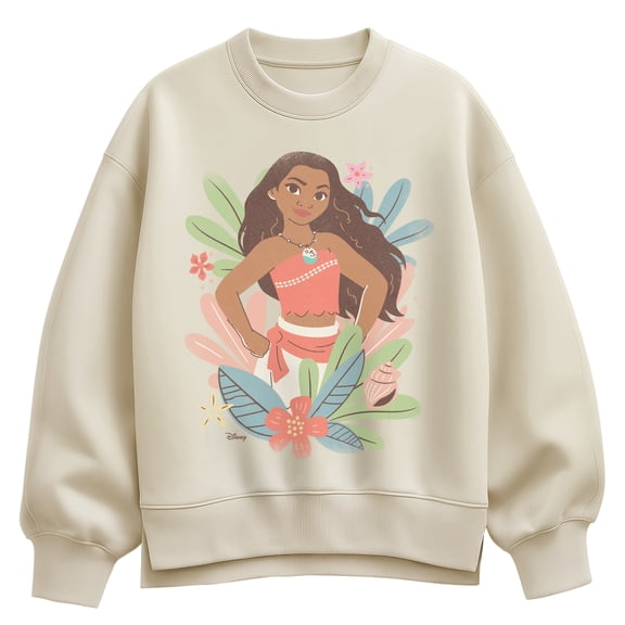 Moana - Tonal Floral - Women's Oversized Fleece Crew Sweatshirt
