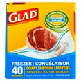 thumbnail image 3 of Glad Food Storage Bags, Freezer Zipper, Quart, 40 Count, 3 of 5