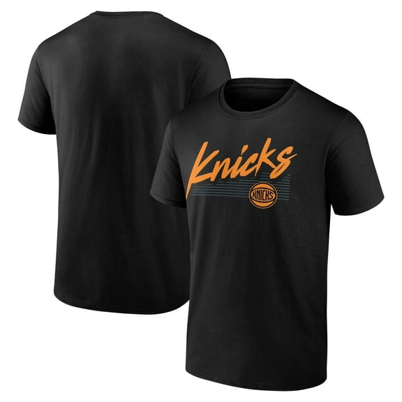 Men's Black New York Knicks Color Block Slant T-Shirt