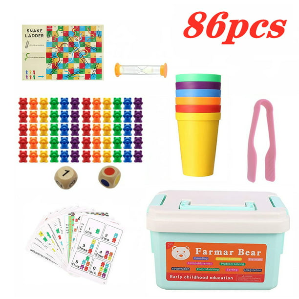 86Pcs Rainbow Counting Bears with Matching Sorting Cups, Preschool STEM  Learning Counting Toys Math Games & Sorting Toys for 3+ Year olds Children  