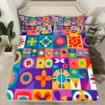thumbnail image 2 of Watercolor Geometric Full Bed Sheets Set,Mexican Talavera Tile Bedding Set Adults Room Decor,Colorful Rainbow Geometry Sheets Abstract Style Fitted Sheet Set 4Pcs, 2 of 7