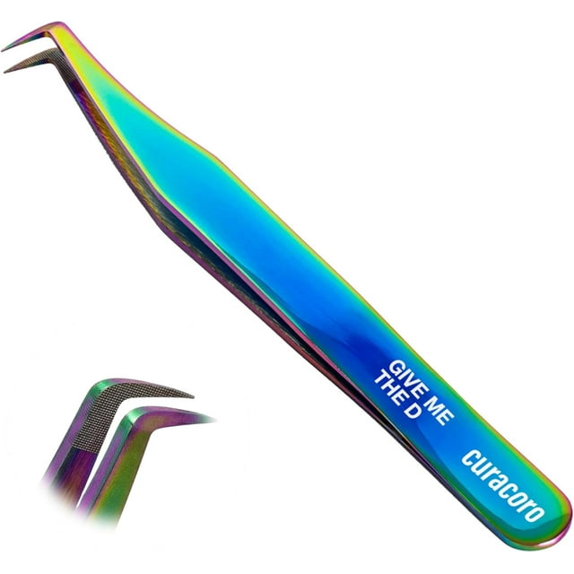Curacoro Lash Tweezer - Professional & Precision Fiber Tip Grip Lash Tweezers for Eyelash Extensions, Multi Shapes & Purposes Tweezers for Volume, Isolation & Classic Lashes (Galaxy, Give Me The D)