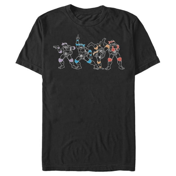 Men's Teenage Mutant Ninja Turtles Lined Group Poses  Graphic Tee Black X Large