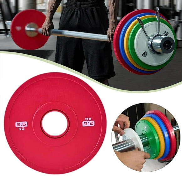 Disco de pesas Fitness Change para levantamiento de pesas, microcarga, de goma y acero, universal, para entrenamiento con barra, para principiantes. 25 kg Rojo