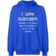 thumbnail image 2 of OXI Hoodie Sweatshirt - I Love Scarcasm, Basic Casual Hoodie for Men's and Women Fleece Hoodie Long Sleeve - Royal Blue Medium, 2 of 3