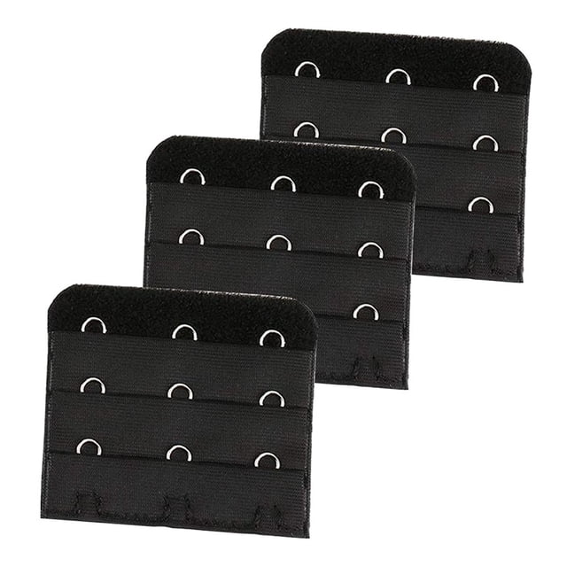 3 Pcs Crochets 3 Positions sous-Vêtements pour Femmes Soutien-Gorge Bretelles Réglables Rallonge Boucle Crochet 2.2"x 2.0 Pouces, Noir