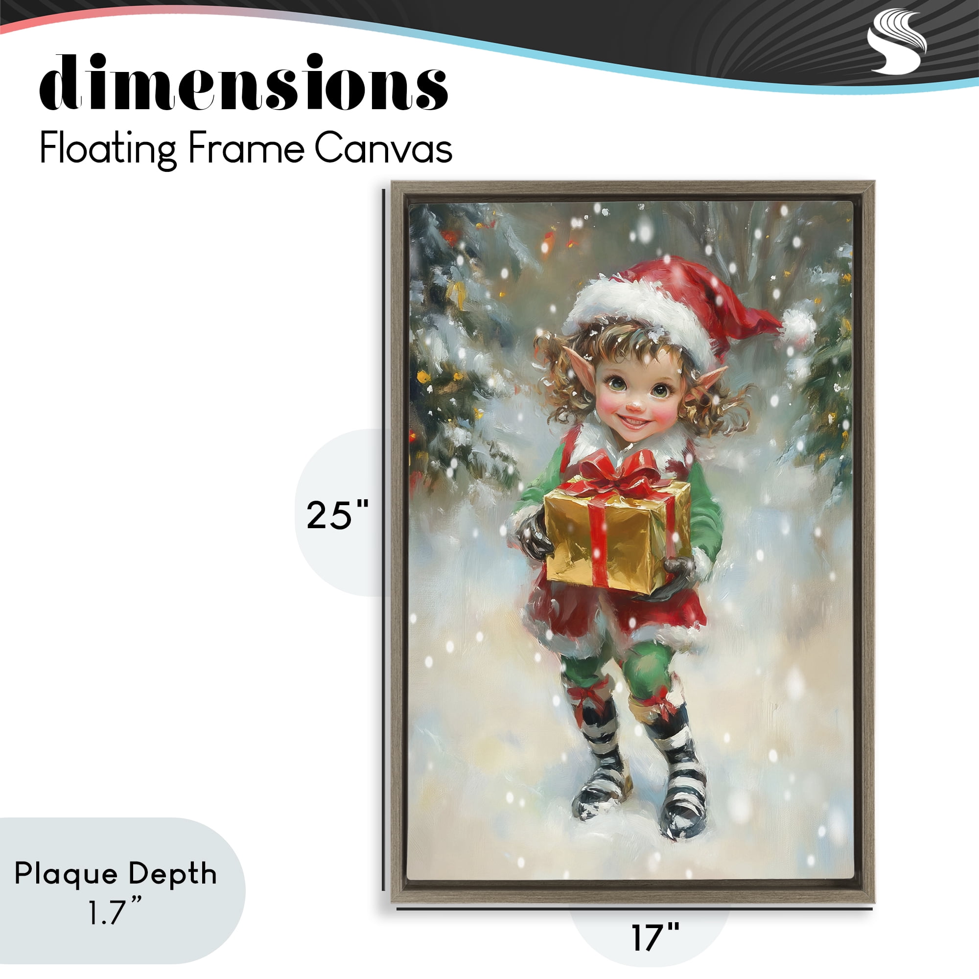 Stupell Industries Santa's Little Elf Brown Framed Floater Canvas Wall Art, design by Tina LeCour