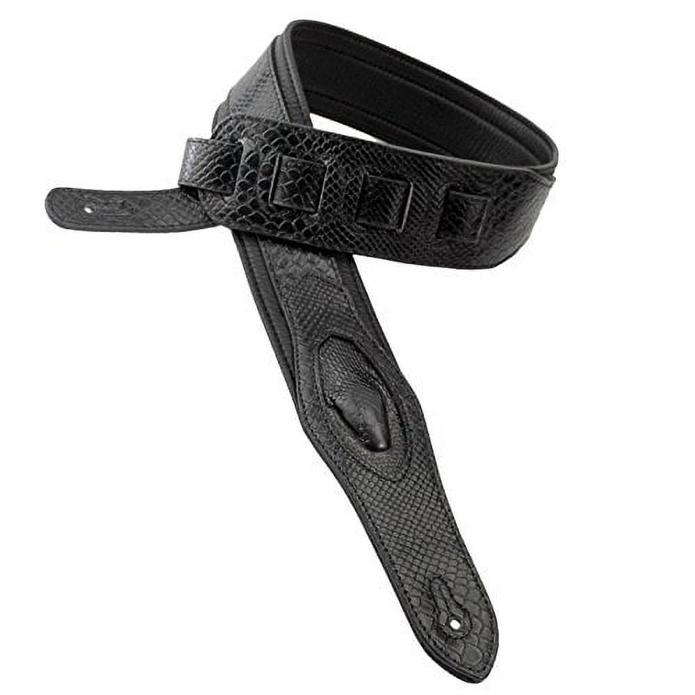 Walker & Williams SF-06 Black Snakeskin Pattern Padded Guitar Strap with Snakehead
