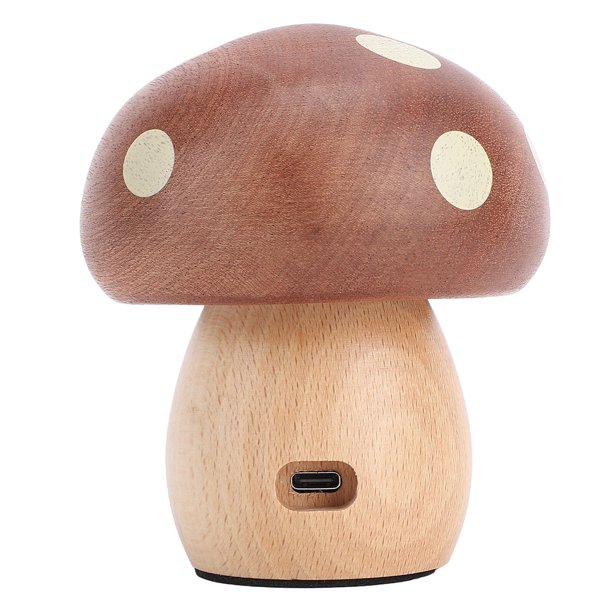 Lámpara De Noche, Lámpara De Mesa, Luz Cálida Decorativa, Recargable Por USB, Madera De ébano En Forma De Seta Para Comedor
