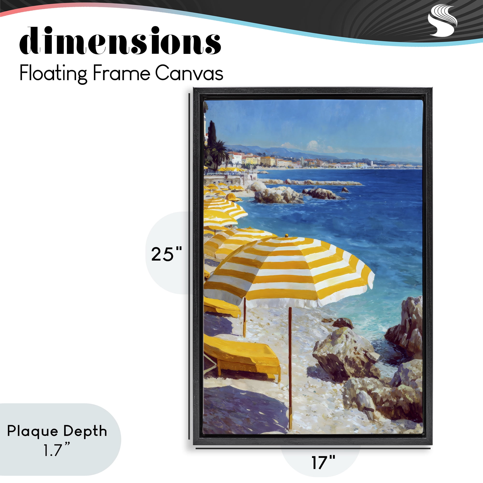 Stupell Industries Sunshine on the Shore Black Framed Floater Canvas Wall Art, design by Petal Prints Design