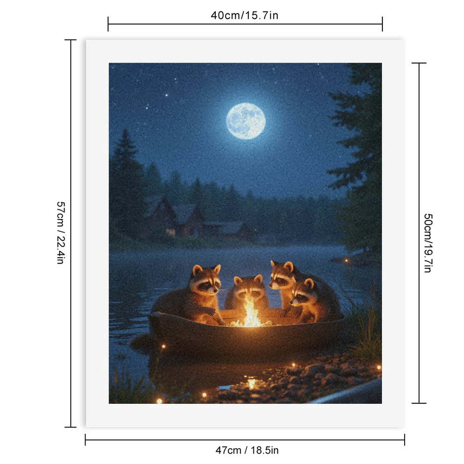Paint by Numbers Kit for Adults, Raccoons Night Campfire Reflections Paint by Numbers, Easy Paint by Numbers Kit for Adults Beginner, DIY Adult Paint by Number Kits on Canvas, Home Decor