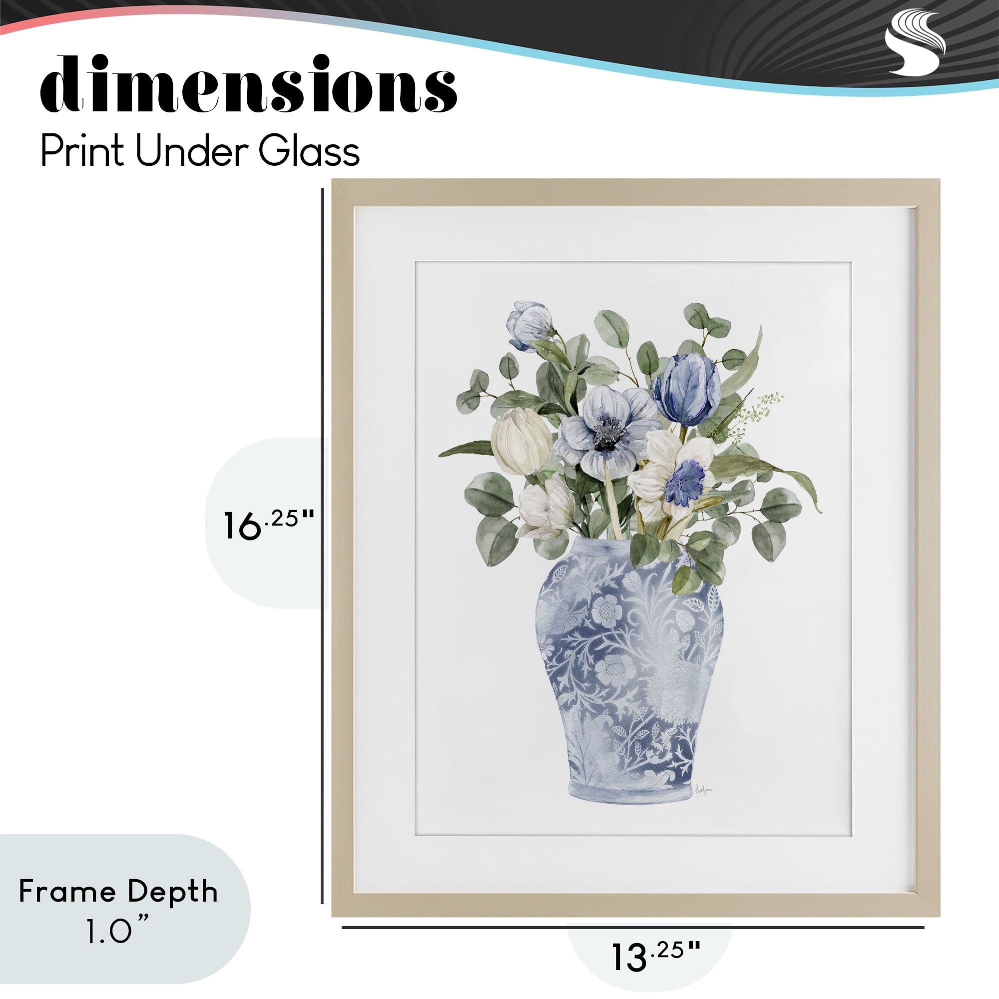 Stupell Industries Ornate Vase Tulips Birch Framed Print Under Glass, design by Livi Finn